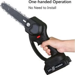 SUPERSELLER European Standard F005 Schwarz 6" Mini-Kettensäge Mit 2 X 24V Akku Handkettensäge Mit 2 X Ersatz-Kettensägen Tragbare Kleine Kettensäge - Schwarz -Elektrosägen Verkäufe 2022 65947136 3