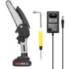 SUPERSELLER 21V Mini 6 Zoll Elektrische Kettensäge Home Handheld Lithium Kettensäge Kleine Holzbearbeitung Garten Holzfällerei Elektrische Kettensäge Bürste Motor Schwarz Grau Modell Eine Macht Eine Ladung, Europäischen Standard 220V (Ladegerät Stil Zufällige Lieferung) -Elektrosägen Verkäufe 2022 65949563 1