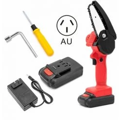 DONTODENT Wiederaufladbare Kabellose Mini-Elektrokettensäge Holzbearbeitungssäge Einhand-Elektrosäge - Zwei Akkus Mit AU-Stecker