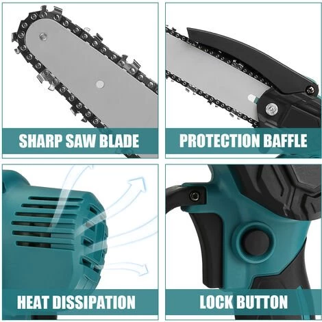 BRAVOBRO 88VF Elektrische Astsäge Wiederaufladbare Kleine Holzbearbeitungs-Elektrokette Blau Mit 2 Batterien 5 BRAVOBRO 88VF Elektrische Astsäge Wiederaufladbare Kleine Holzbearbeitungs-Elektrokette Blau Mit 2 Batterien – Bild 3