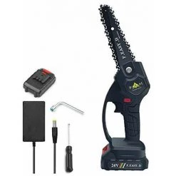 DECKON 24V 12,7CM Mini-Elektrokettensäge, Mini-Elektro-Handkettensäge Mit 1 Batterien, 1 Ladung