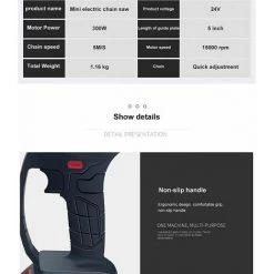 DECKON 24V 12,7CM Mini-Elektrokettensäge, Mini-Elektro-Handkettensäge Mit 1 Batterien, 1 Ladung -Elektrosägen Verkäufe 2022 66987781 4