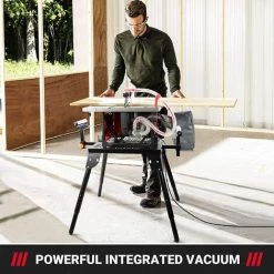 PEDY Tischkreissäge 2000 W, 5000 U/min, Eingebauter Staubsauger (98 % Späneabsaugrate), Ausziehbarer Aluminiumtisch (60–80 Cm), 45°-Gehrungssäge, Tischkreissäge Mit 216 Mm X 60 Zähnen – Rot -Elektrosägen Verkäufe 2022 66991649 4