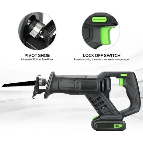 HAPPYSHOPPING 20V Akku-Säbelsäge Variable Geschwindigkeit 3000SPM Elektrohandsäge Mit 2.0Ah Akku Schnellladegerät 5 Stück 6-Zoll-Sägeblatt Zum Schneiden Von Holz PVC-Rohr Metall 5 HAPPYSHOPPING 20V Akku-Säbelsäge Variable Geschwindigkeit 3000SPM Elektrohandsäge Mit 2.0Ah Akku Schnellladegerät 5 Stück 6-Zoll-Sägeblatt Zum Schneiden Von Holz PVC-Rohr Metall – Bild 3