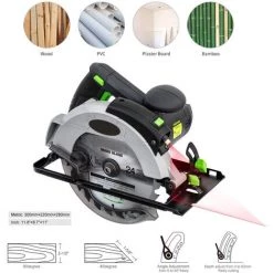 HAPPYSHOPPING Netzbetriebene Kreissäge 12A 5500RPM Power Kreissäge Mit 7-1/4'' Sägeblatt Und Laserführung 2.45'' (90°) & 1.81'' (45°) Max. Schnitttiefe Für Das Schneiden Von Holz-Kunststoff-Blockfliesen -Elektrosägen Verkäufe 2022 67153843 5