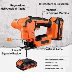 GIZCAM 18V-Akku-Stichsäge, 2 Schneidmodi, 0-2700 U / Min, Einstellbare Geschwindigkeit, Leichte Und Vielseitige Bügelsäge Mit 6 Klingen Zum Schneiden Von Holz, PVC-Rohren, Ästen Und Metall -Elektrosägen Verkäufe 2022 67676981 3