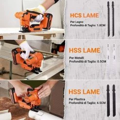 GIZCAM 18V-Akku-Stichsäge, 2 Schneidmodi, 0-2700 U / Min, Einstellbare Geschwindigkeit, Leichte Und Vielseitige Bügelsäge Mit 6 Klingen Zum Schneiden Von Holz, PVC-Rohren, Ästen Und Metall -Elektrosägen Verkäufe 2022 67676981 4