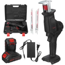 DRILLPRO Akku-Säbelsäge Sägeblatt Säge Holzschneidensäge Reciprosäge Mit 2 Batterien