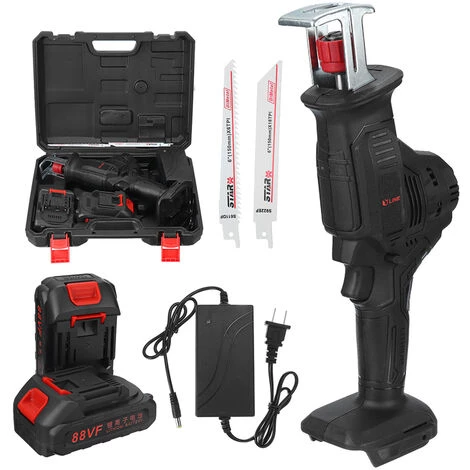 DRILLPRO Akku-Säbelsäge Sägeblatt Säge Holzschneidensäge Reciprosäge Mit 2 Batterien 3 DRILLPRO Akku-Säbelsäge Sägeblatt Säge Holzschneidensäge Reciprosäge Mit 2 Batterien