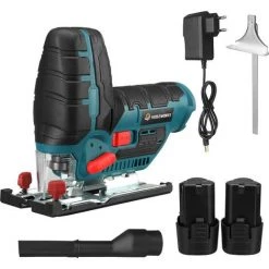 DRILLPRO Akku Stichsäge Pendelhubsäge Pendelhubstichsäge 65mm Säge Mit 2 Akkus