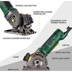 LIFCAUSAL Mini-Kreissäge 4,8 Ampere Kompakte Kreissäge 3700 U/min Mit Laserführung Maßstab Lineal Vakuumanschluss 3 Klingen Zum Schneiden Von Hölzern, Fliesen Und Weichmetalldesign Für Kleine Projekte -Elektrosägen Verkäufe 2022 68339541 2