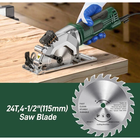 LIFCAUSAL Mini-Kreissäge 4,8 Ampere 4-1/2 Zoll Kompakte Kreissäge 3500 U/min Elektrische Kreissäge Mit Laserschnittführung Für Holzfliesen- Und Kunststoffschnitte 7 LIFCAUSAL Mini-Kreissäge 4,8 Ampere 4-1/2 Zoll Kompakte Kreissäge 3500 U/min Elektrische Kreissäge Mit Laserschnittführung Für Holzfliesen- Und Kunststoffschnitte – Bild 5