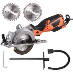 LIFCAUSAL 5,8 A Mini-Kreissäge 3500 U / Min Elektrosäge Mit 24T 40T Klingen Für Holz Kunststoff Max. Schnitttiefe 1-11/16 Zoll (90 Grad) 1-1/8 Zoll (45 Grad), Schrägschnitt, Maßstabslineal, Staub Vakuumanschluss