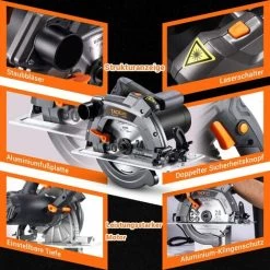 FEMOR Handkreissäge,Kreissäge 1500W 5000RPM, Max Schnitttiefe 65mm (90°) / 45mm (45°), 2 Blätter (190mm/24T, 185mm/40T) Mit Laser Und Doppelter Sicherheitsschalter Für Holz, Metall 8 FEMOR Handkreissäge,Kreissäge 1500W 5000RPM, Max Schnitttiefe 65mm (90°) / 45mm (45°), 2 Blätter (190mm/24T, 185mm/40T) Mit Laser Und Doppelter Sicherheitsschalter Für Holz, Metall -Elektrosägen Verkäufe 2022 68686643 2