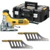 DeWALT Pendelhub-Stichsäge DW333KT-QS 701W, 26mm Hublänge -Set Inkl. 2 X HCS Bündigschnitt-Sägeblätter DT2074 + Splitterschutz + Transportkoffer -Elektrosägen Verkäufe 2022 7537995 1