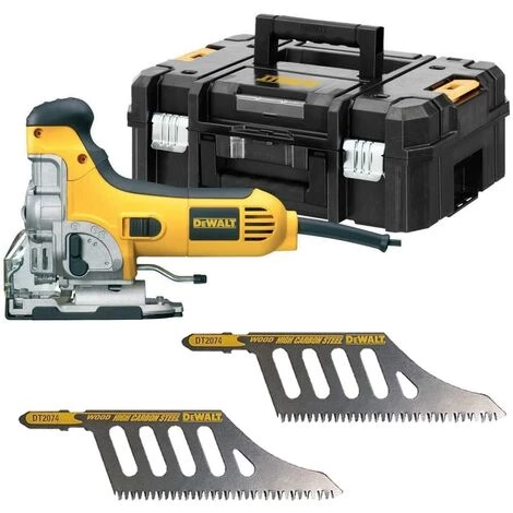 DeWALT Pendelhub-Stichsäge DW333KT-QS 701W, 26mm Hublänge -Set Inkl. 2 X HCS Bündigschnitt-Sägeblätter DT2074 + Splitterschutz + Transportkoffer 3 DeWALT Pendelhub-Stichsäge DW333KT-QS 701W, 26mm Hublänge -Set Inkl. 2 X HCS Bündigschnitt-Sägeblätter DT2074 + Splitterschutz + Transportkoffer