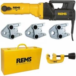 HEIMA-PRESS Radial-Pressmaschine Power-Press SE 230 V + Stahlkoffer + 3 Stk. Presszangen V 15, 18, 22 + Gratis Rohrabschneider