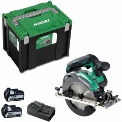 HiKOKI Akku-Handkreissäge C18DBALWPZ 18 V, 2 Akkus 5 Ah, Ladegerät, HM-Sägeblatt, HSC IV SET